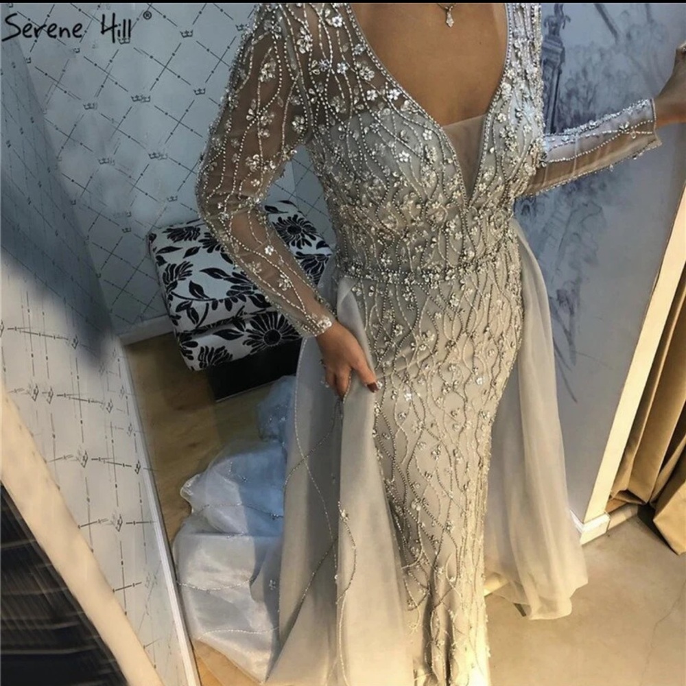 Serene Hill Lavender Embellished Long Sleeve Gown - Picture 9 of 9